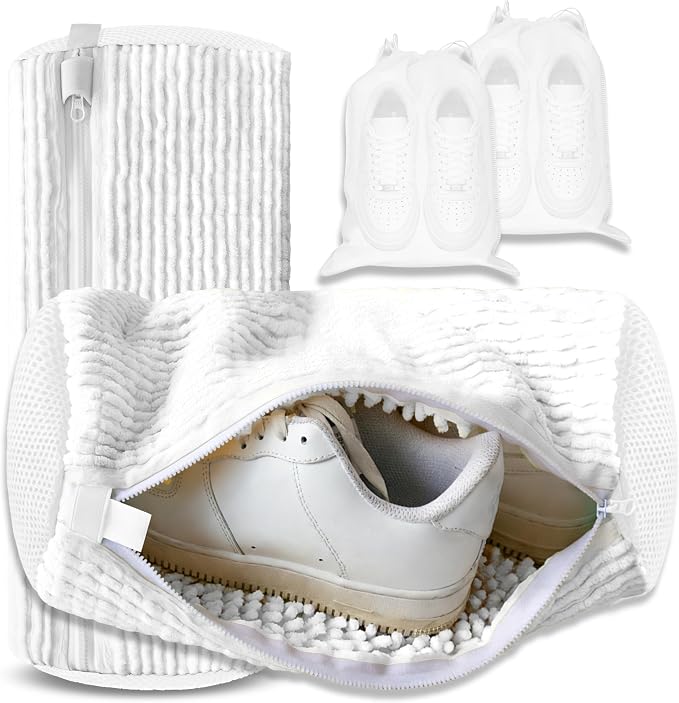 2Pcs Reusable Shoe Washing Machine Bag for Washer and Dryer:Free Up Hands, Prevent Deformation,shoe bag with Zipper Protection Design, Use for all Shoes,Sports Shoes