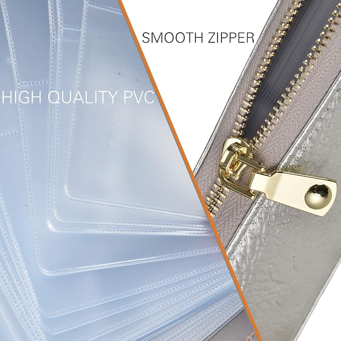 Easyoulife Credit Card Holder Wallet Womens Zipper Leather Case Purse RFID Blocking