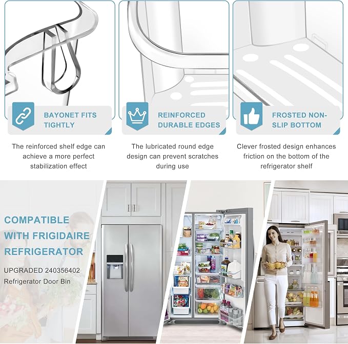 Upgraded 240356402 Refrigerator Door Bin Compatible with Frigi.daire Refrigerator Door Shelf Parts LFSS2612TF0 LFSS2612TE0 FFSS2615TE0 FFSS2615TS0 Door Shelf Shelves (Length 15.38") By AMI PARTS