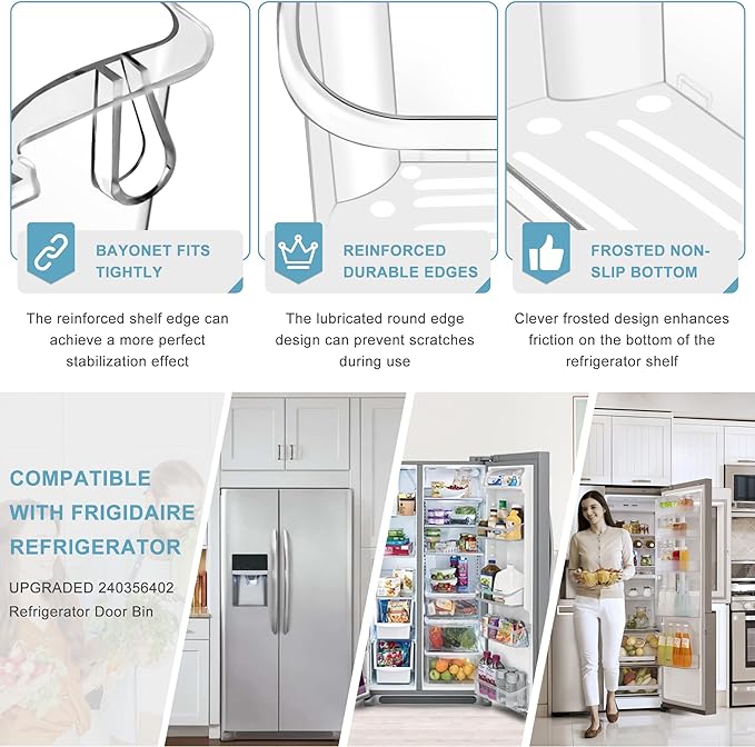 2 PACK Upgraded 240356402 Refrigerator Door Bin Replacement for Frigi.daire Refrigerator Door Shelf Parts LFSS2612TF0 LFSS2612TE0 FFSS2615TE0 Door Shelf Shelves By AMI PARTS (Length 15.38")