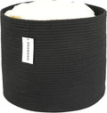 XUANGUO Cotton Rope Woven Basket, 16x14 in Kids Laundry Basket black | Round blanket basket and small laundry basket; baby hamper or nursery storage bin for girls, boys, toys, clothes and shoes