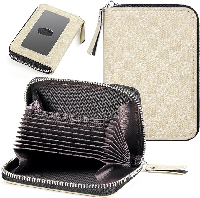 Credit Card Wallet, RFID Card Case Wallet, Zipper Card Cases Holder for Men Women, RFID Blocking, KeyChain Wallet, Compact Size Card Organizer Case for Women