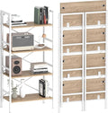 4 Tier Folding Bookshelf, Foldable Book Shelf, Industrial Metal Tall Bookcase, Etagere Book Shelf Storage Organizer for Living Room, Bedroom, and Home Office (Light Coffee, 4 Tier)