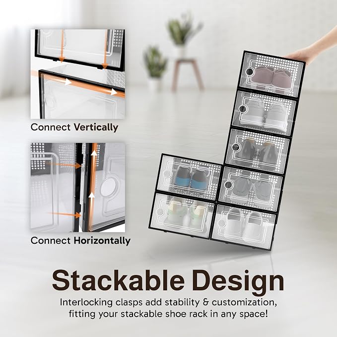 Reli. Shoe Box 7 Pack | Clear Storage Shoe Box Stackable & Compact