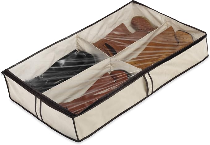 Whitmor 4 Section Underbed Boot Bag, White, Black (Pack of 4)