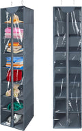 Libeder Hanging Closet Organizer, 8-Shelf Wardrobe Clothes Storage Organizer with Zipper,Hanging Shelves for Sweater,Shoes,Purse,Hats,Gray