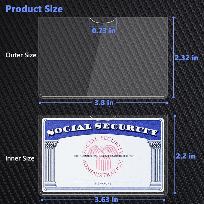 Social Security Card Protector, Clear Credit Card Sleeves, 10-Pack | Durable PVC Material, Clear & Easy to Read, Everyday Essential, Everyday Essential, 3.8 x 2.32 in