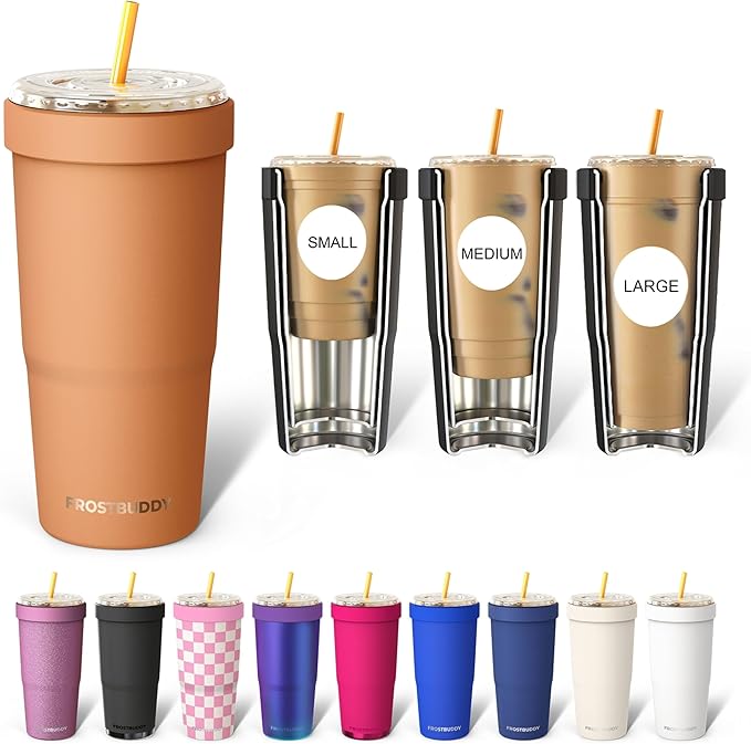 Frost Buddy Togo Buddy 30oz Tumbler - Insulated Stainless Steel (Caramel) | Double-wall vacuum insulated | Spill-proof flip lid | 18/8 premium stainless steel