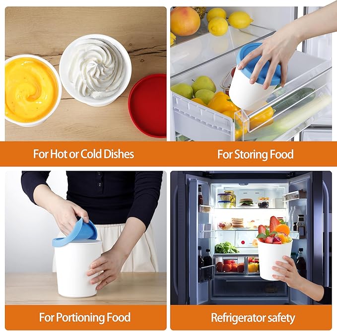 Mini Ice Cream Containers for Homemade Set (6 Pack - 8Oz), Reusable Ice Cream Storage Containers for Freezer, Leak-Free Ice Cream Containers with Silicone Lids
