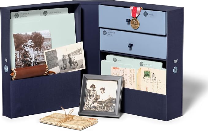 Savor | Personalized Family Archives Keepsake Organizer | Keep Treasured Family Heirlooms and Genealogy, Ancestry, Birthplace and Family Tree Documents Organized and Safe in One Convenient Home