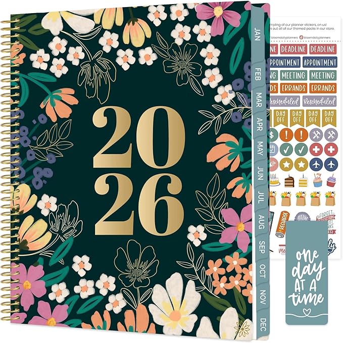 bloom daily planners 2026 Planner (January to December) - 8.5” x 11” Weekly & Monthly Dated Agenda Organizer Book with Stickers & Tabs - Flexible Soft Cover - Blooming Wildly