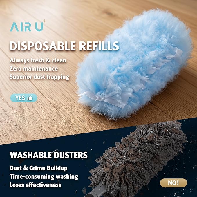 60 Count Electrostatic Duster Refills Compatible with Swiffer Duster, 6X Microfibers Heavy Duty 2 Side 360° Duster Refills, Disposable Multi Surface Dusters for Cleaning, Unscented