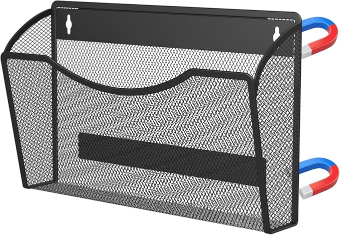MINDEPOT Magnetic Wall File Organizer - Heavy Duty Iron Office File Holder for Wall Mount - Hanging Document Organizer for Business, Classroom, Home Office