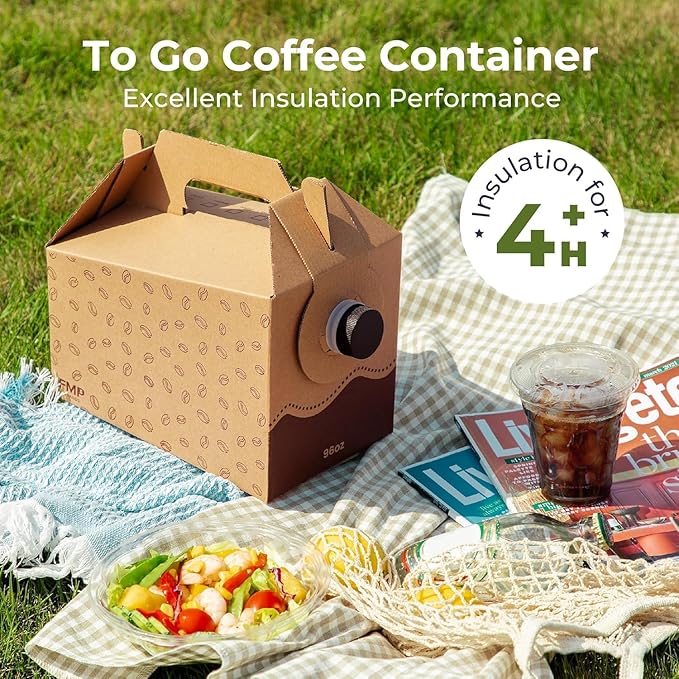 Fit Meal Prep 25 Pack 96 oz Disposable Coffee Dispensers with Handle, Insulated to Go Storage Containers, Portable Coffee Box Cold Hot Drink Dispenser Bulk for Party, Catering, Office, Take Out