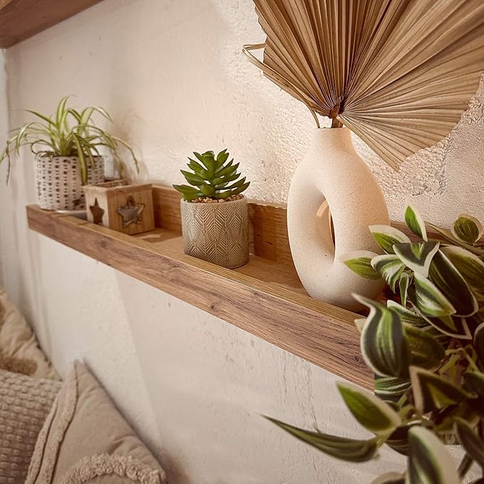 Mobili Fiver, Set of 2 First Picture Shelves, 31.49 in, Rustic Oak, Made in Italy