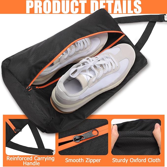 TOBWOLF Golf Shoes Bag, Smell-Proof & Waterproof Cleat Bag for Travel | Keeps Dirty Shoes Off Clean Gear, With Smooth Zipper & Carry Handle, Fits Shoes Up to Size 14, Ideal for Golf, Soccer & Gym