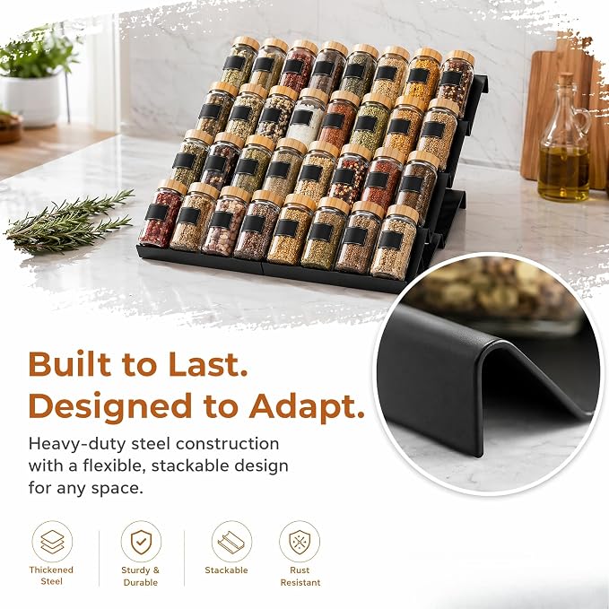 8 Pack Spice Drawer Organizer, Expandable Spice Seasoning Rack Organizer Tray Insert Holds up to 32 Jars (Jars Not Included)