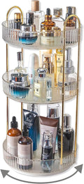 Asayuee 360 Rotating Makeup Organizer,3 Tier Large Capacity Make Up Organizers and Storage,Skincare Perfume Vanity Organizers,Bathroom Cosmetics Storage Organizer Countertop (Clear-3 Tier)