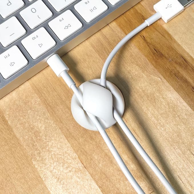 Wrap-It Storage Cable Clips - (Assorted 28-Pack) White - Desk and Nightstand Cable Holder for Phone and Bedside Table Cord Organizer