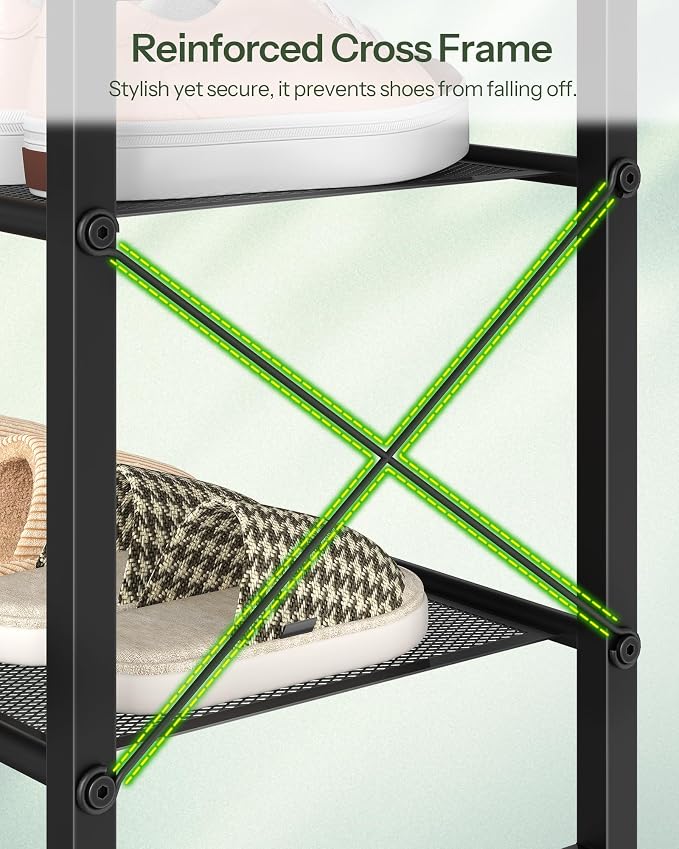 CHOEZON Shoe Rack, 2-Tier Shoe Rack for Closet, Metal Shoe Storage Organizer, Shoe Rack for Entryway, Shoe Shelf with Adjustable Feets, for Entryway, Hallway, Living Room, Bedroom, Black TXJ12BB