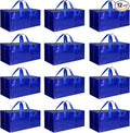 HealSmart 12 Pack Oversize Moving Bags with Carrying Handles & Zippers, Heavy-Duty Storage Tote Moving Boxes for Dorm Room Essentials Storage Bags, Blue
