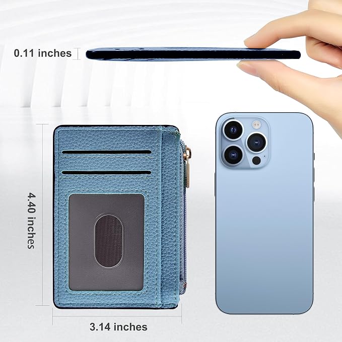 Tipmile Womens Credit Card Holder Wallet, Small Slim RFID Blocking Sleeve | Mini Tiny Cute ID Case, Minimalist Zipper Pocket Wallet, Thin Coin Purse, Mothers Gift