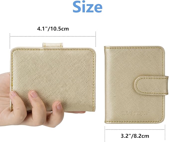 Wisdompro Slim PU Leather Credit Card Holder, Vertical Gold | RFID Blocking Wallet Debit Card Protector, Organizer Case, Card Case, 20 Card & 7 Memory Card Slots, with Magnetic Closure