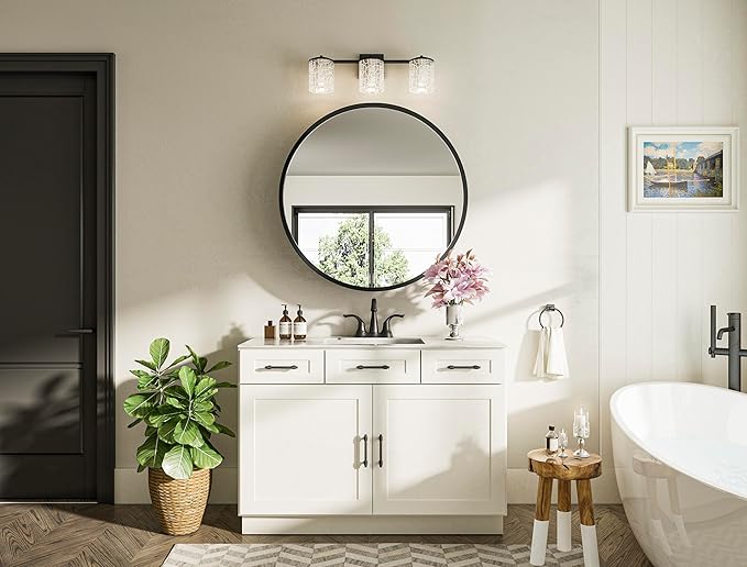 Keonjinn 26 in Round Black Black Medicine Cabinet with Mirror, Surface Mount Metal Frame Mirror Medicine Cabinet, Farmhouse Bathroom Cabinet with Circle Wall Mounted Vanity Mirror Detachable Shelves
