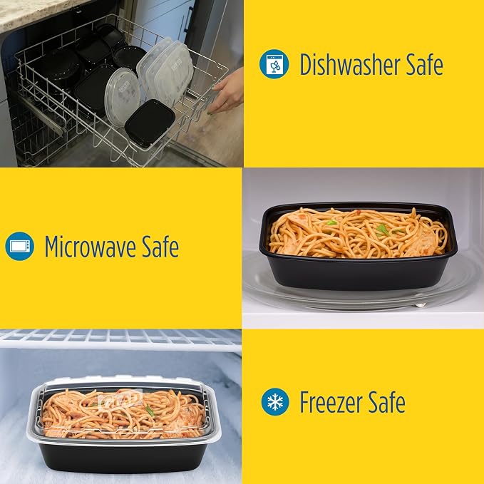 Glad Take-Aways 30-Pack Snap-Seal, Dishwasher and Freezer Safe, Reusable Food Storage Bento Box, Meal Prep Containers, Made in North America (38 oz, BPA Free)