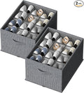 FHSQX 2 Pack Shoe Organizer for Closet,Foldable Shoe Organizer,Fits up to 24 Pairs,Storage Containers With Bottom Support for Shoes