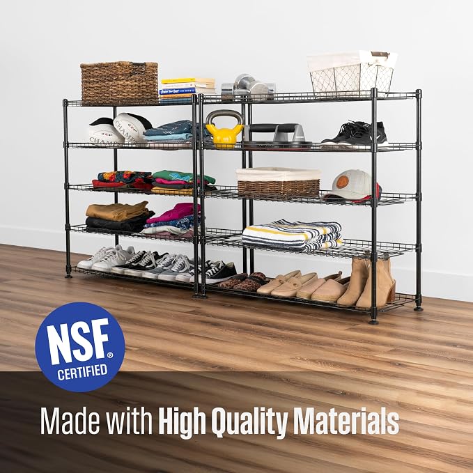 SafeRacks 10-Tier Shoe Rack - 60 Pair Heavy Duty Storage Stand