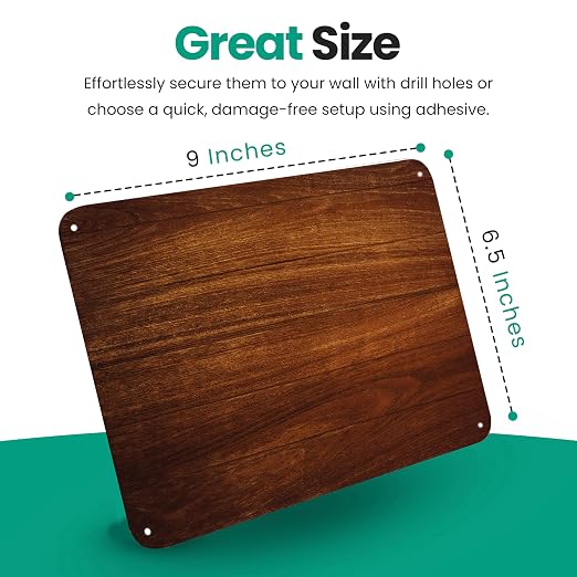 9 inches x 6.5 inches Stainless Steel Plate for Magnets, 3M Adhesive Back, Mounting Screws, Ideal for Magnetic Shelf, Spice Holders, Fridge Magnets. Mount Anywhere! (Timber, 2 Pack)