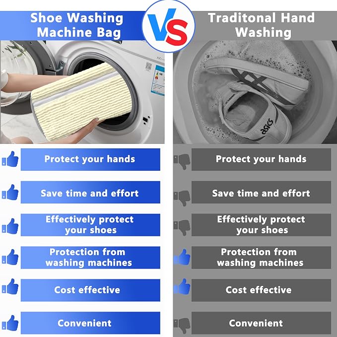 2Pcs Reusable Shoe Washing Machine Bag for Washer and Dryer:Free Up Hands, Prevent Deformation,shoe bag with Zipper Protection Design, Use for all Shoes,Sports Shoes(Cream)