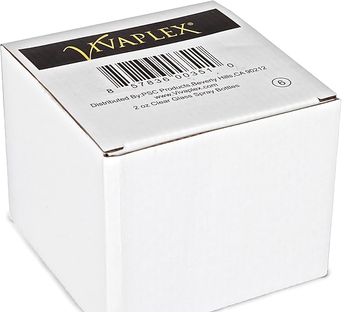 Vivaplex, 6, Clear, 2 oz Glass Bottles, with Black Fine Mist Sprayers