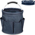 17L Foldable Cleaning Caddy with Handle, Cleaning Supplies Organizer Storage Basket with 6 Side Pockets, Portable Multi Cleaning Bucket Bag for Home Garden Bathroom Camping (Navy Blue)