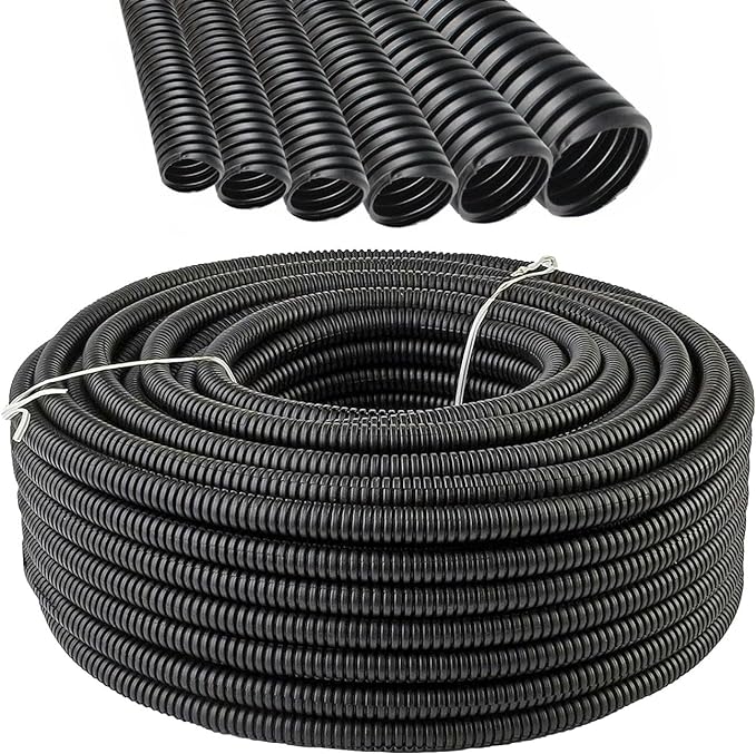 Electriduct 2" Polypropylene Non-Slit Wire Loom Corrugated Flexible Conduit - 50 Feet - Black