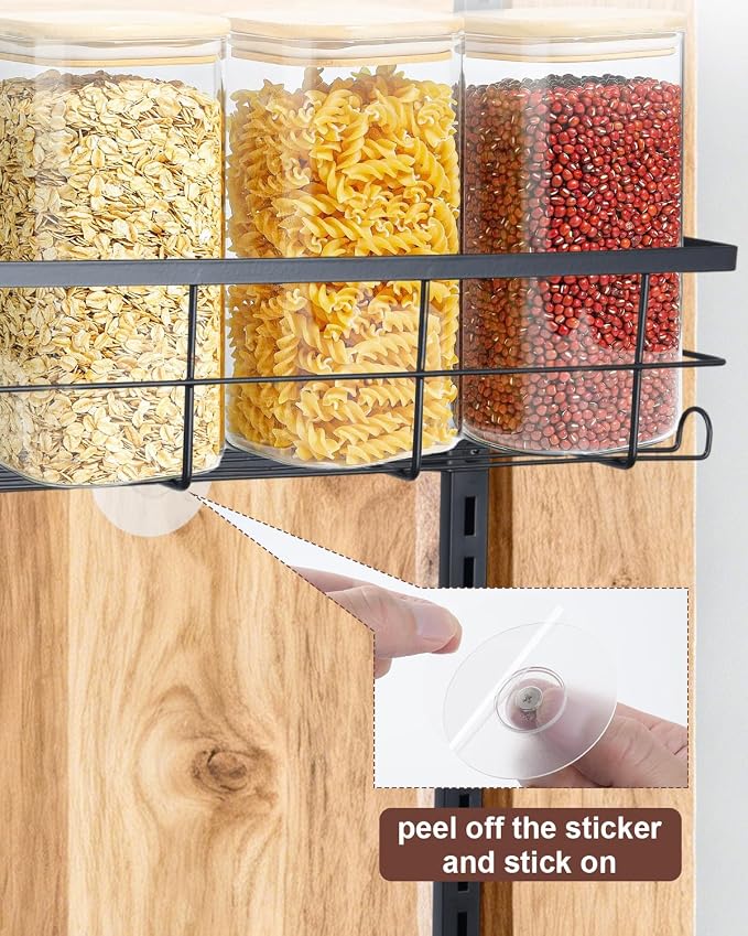 Pantry Door Organizer, 9-Tier Over The Door Pantry Organizer for Kitchen Pantry Storage, Adjustable Metal Hanging Spice Rack with 9 Baskets for Pantry Kitchen Bathroom Laundry Room Closet, Black
