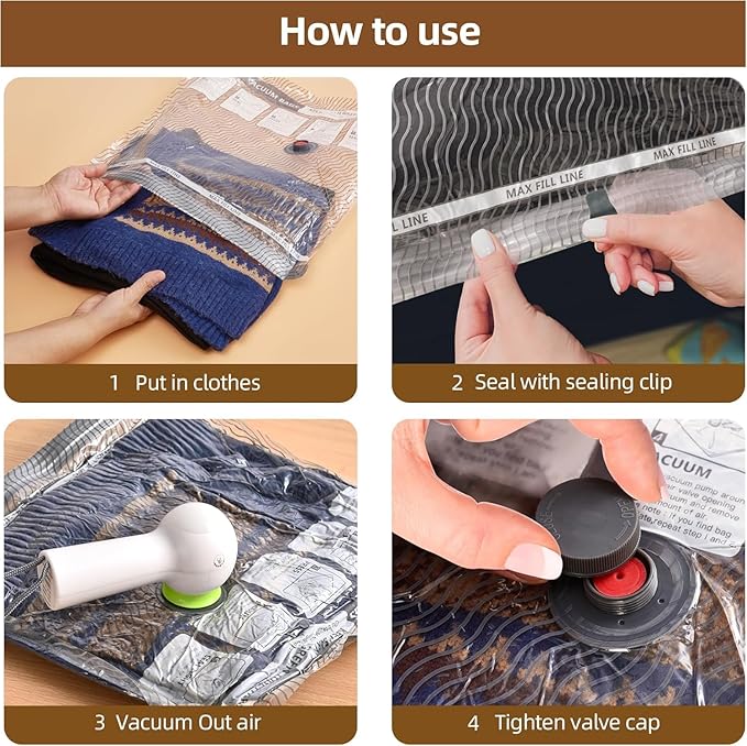 15 Pack Vacuum Compression Bags for Travel, Carry-on Size Seal Packing Cubes for Luggage,Vacuum Storage Bags, Space Saver for Clothes 80% for Travel & Home(No pump)