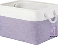 Large Storage Baskets- 15x11x10 inch Storage Bins for Shelves and Closet Organizing, Foldable Fabric Bin for Home Organization Clothes and Laundry (1-Pack, White&Purple)