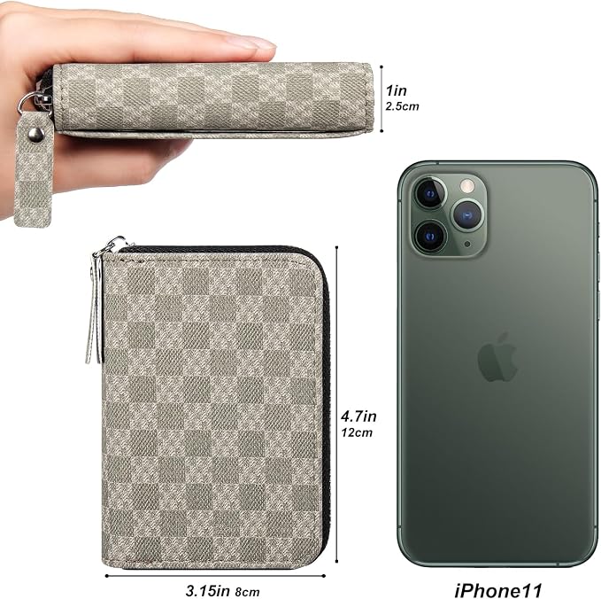 Credit Card Wallet, RFID Card Case Wallet, Zipper Card Cases Holder for Men Women, RFID Blocking, KeyChain Wallet, Compact Size Card Organizer Case for Women