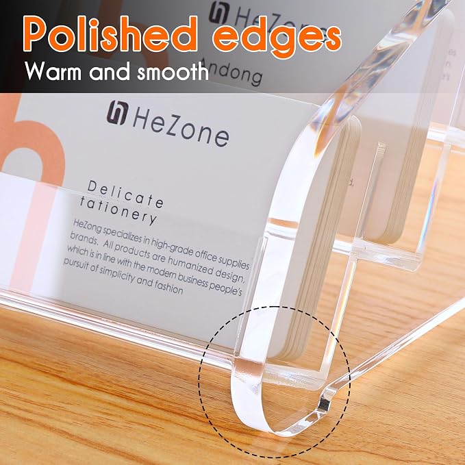 HeZone Business Card Holder Display for Desk Muitiple, Clear Acrylic Business card Stand Rack for Women and Men 12 slots 4Tier, Organize 600 cards (12 Slots