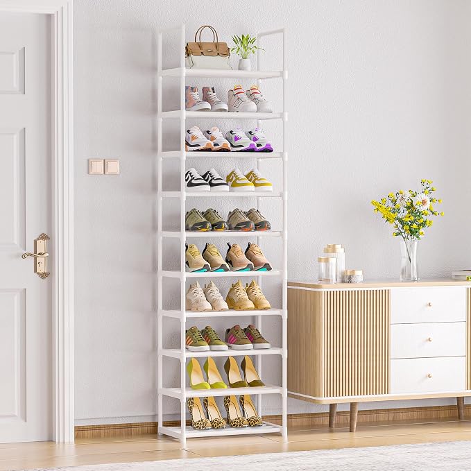 OYREL Sturdy Metal Shoe Rack Organizer, Narrow Shelf Stand for Closets