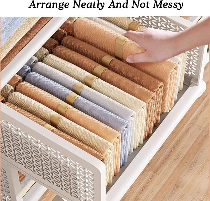 2-layer Pull Out Storage Basket,Stackable Storage Bins,Wardrobe Organizer,5kg Weight Capacity,for Kitchen Pantry Bathroom Cabinets(44x24.5x34cm)