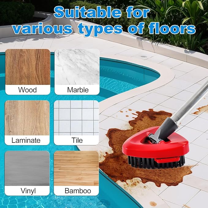 Mop Scrub Brush Head for O-Cedar RinseClean Scrubber Mop Attachment 2-Pack | Upgraded full bristles, no hollow center. Fits O-Cedar RinseClean 2-Tank spin mop. Fits cedar mop replace head scrubber