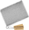 TOPULORS Cast Iron Chainmail Scrubber, 316L Stainless Steel Cleaner 8x6 in | Effectively Removes Residue Without Damaging Cast Iron Seasoning, Suitable For Skillets, Griddles, Grills, And Cookware