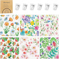 Needbrock 6 Pack Spring Floral Swedish Dishcloths for Kitchen, Swedish Rag Absorbent Dish Towel with Adhesive Clips, Reusable Paper Towels No Odor for Countertop Dishes Cleaning Kitchen