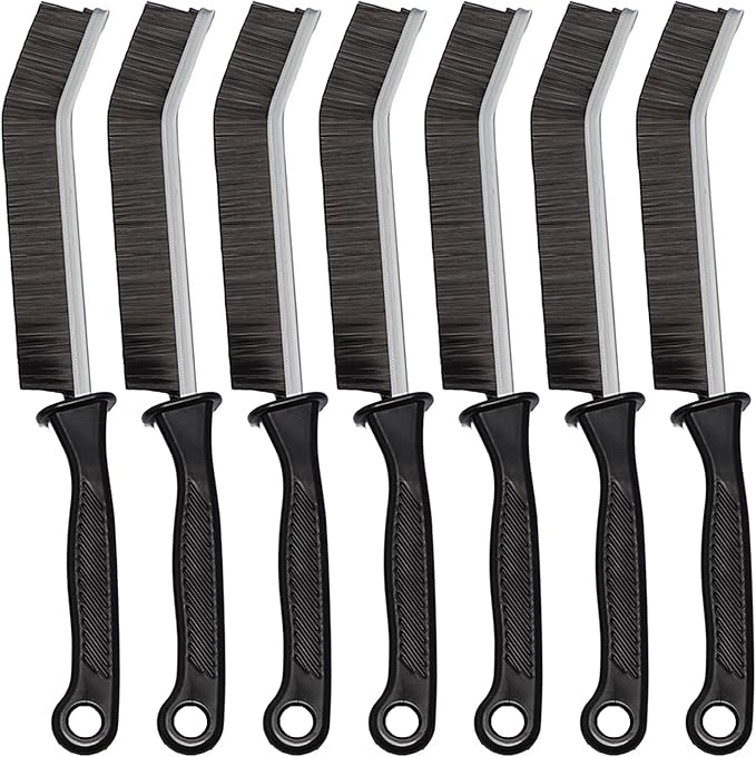 7 Pcs Hard Bristle Crevice Cleaning Brush Set - for Grout, Tight Spaces & Gap Cleaning, Deep Reach Narrow Scrubber Tools for Bathroom Tiles, Kitchen Sink, Window Tracks & Car Vents, Home Essentials