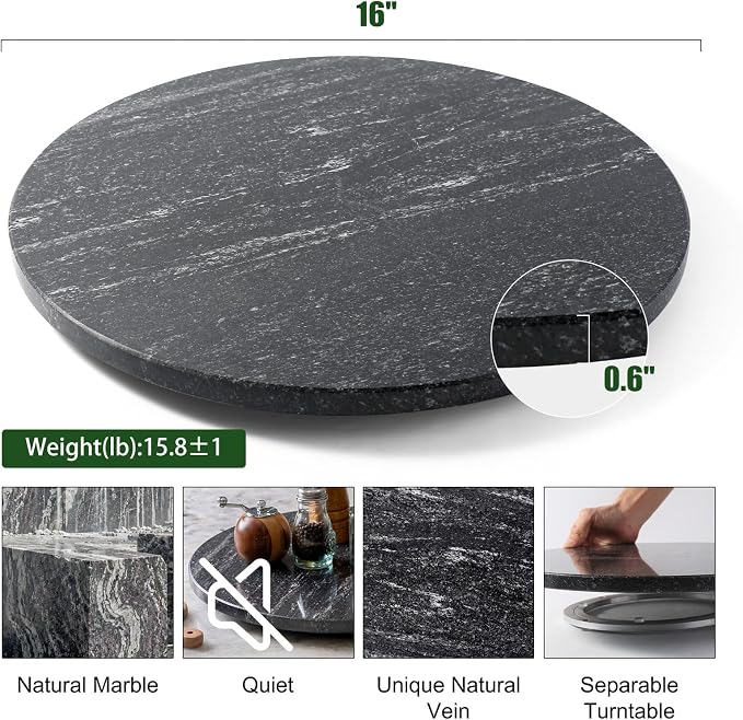 Marble Lazy Susan, 16” Lazy Susan for Table Top Detachable Turntable Organizer for Cabinet Pantry Kitchen Countertop Fridge Bathroom Makeup Vanity Countertop, Via Lactea