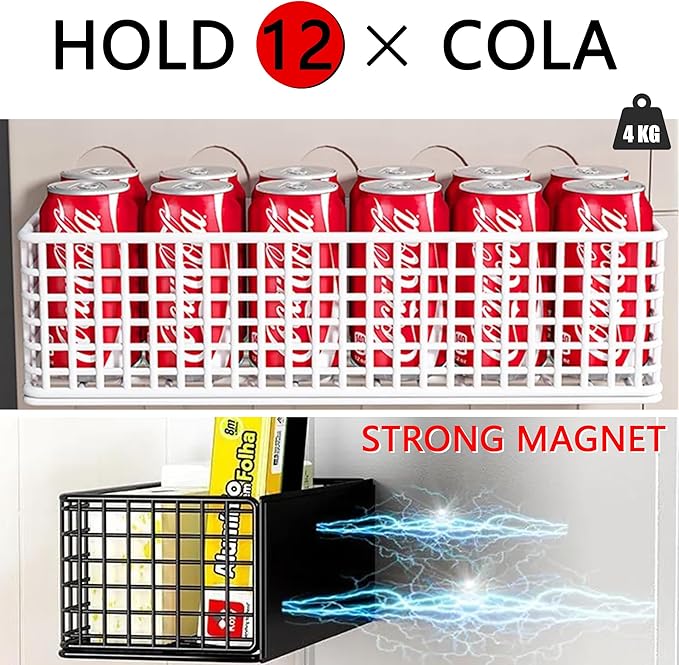 Buyyyit Magnetic Basket Magnetic Fridge Organizer Magnetic Pencil Holder Whiteboard Accessories Home Kitchen Organization (White-High)