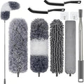 Professional Microfibre Dusters for Cleaning | Duster with Extension 100" | Cobweb Remover Duster Kit with 4 Washable Heads | Bendable Feather Duster for High Ceilings,Fans & Hard-to-Reach Areas,9PCS